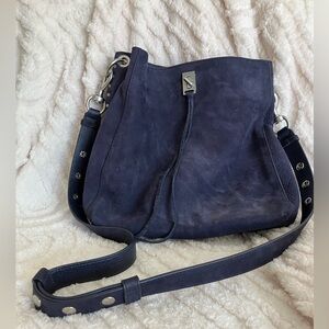 💜JAN 3 day sale💜- REBECCA MINKOFF Purple Suede crossbody bucket bag EUC